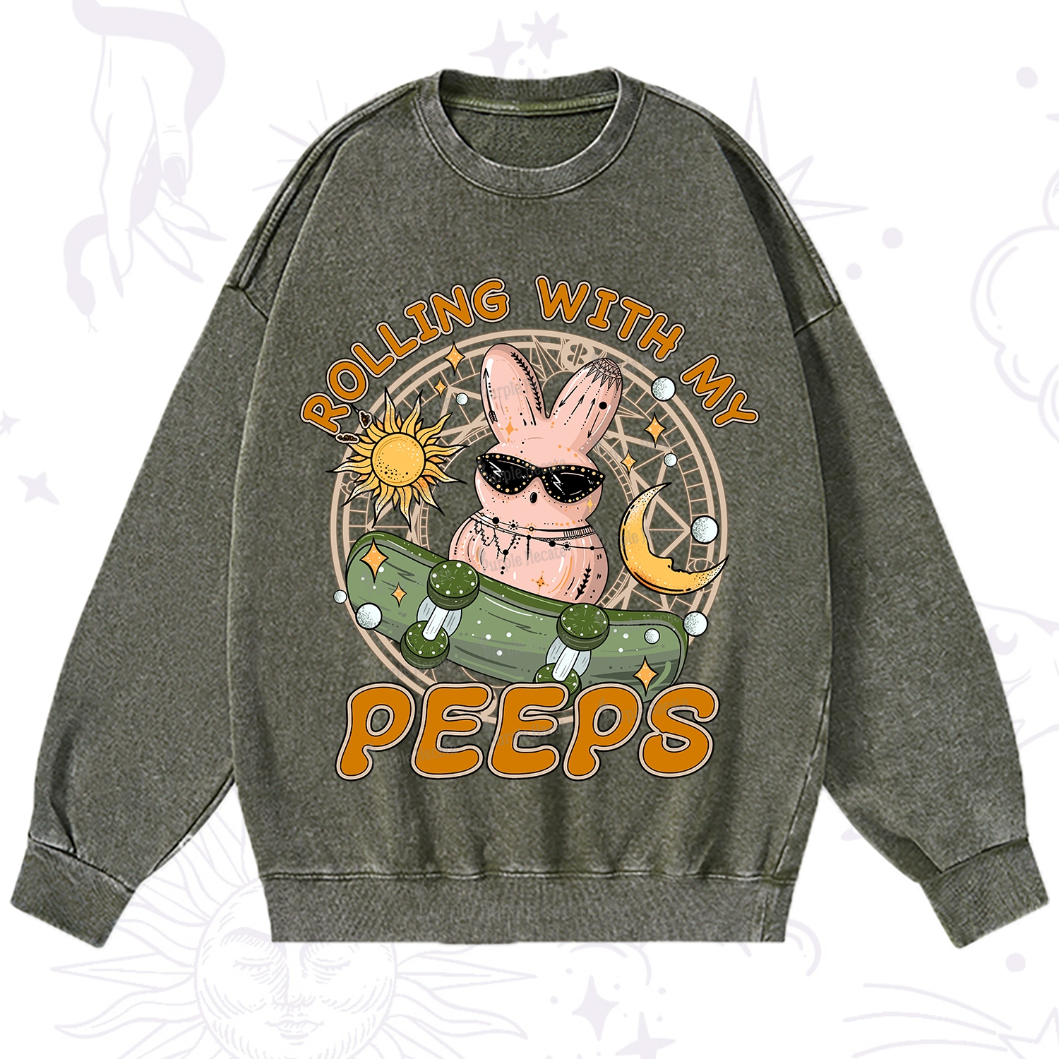 Purplehecate Rolling With My Peeps Washed Sweatshirt