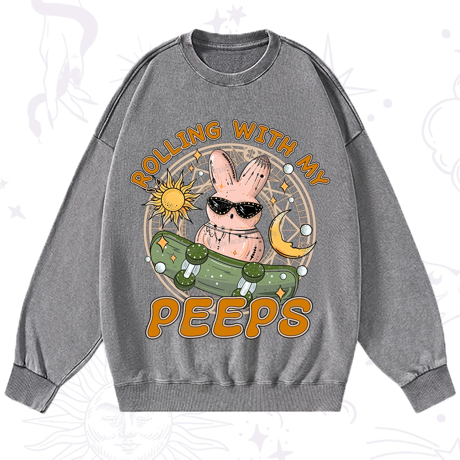 Purplehecate Rolling With My Peeps Washed Sweatshirt