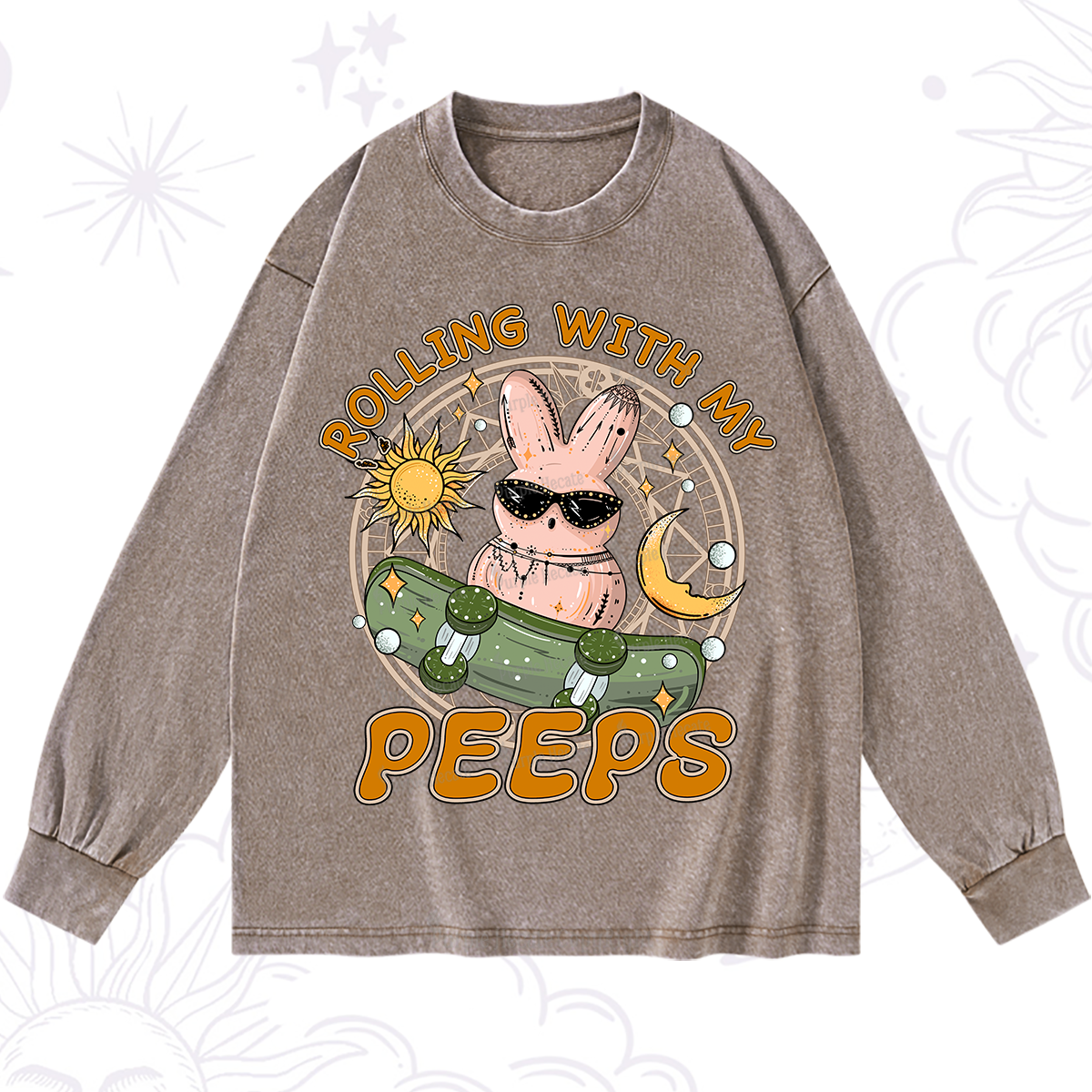 Purplehecate Rolling With My Peeps Washed Long Sleeve Shirt