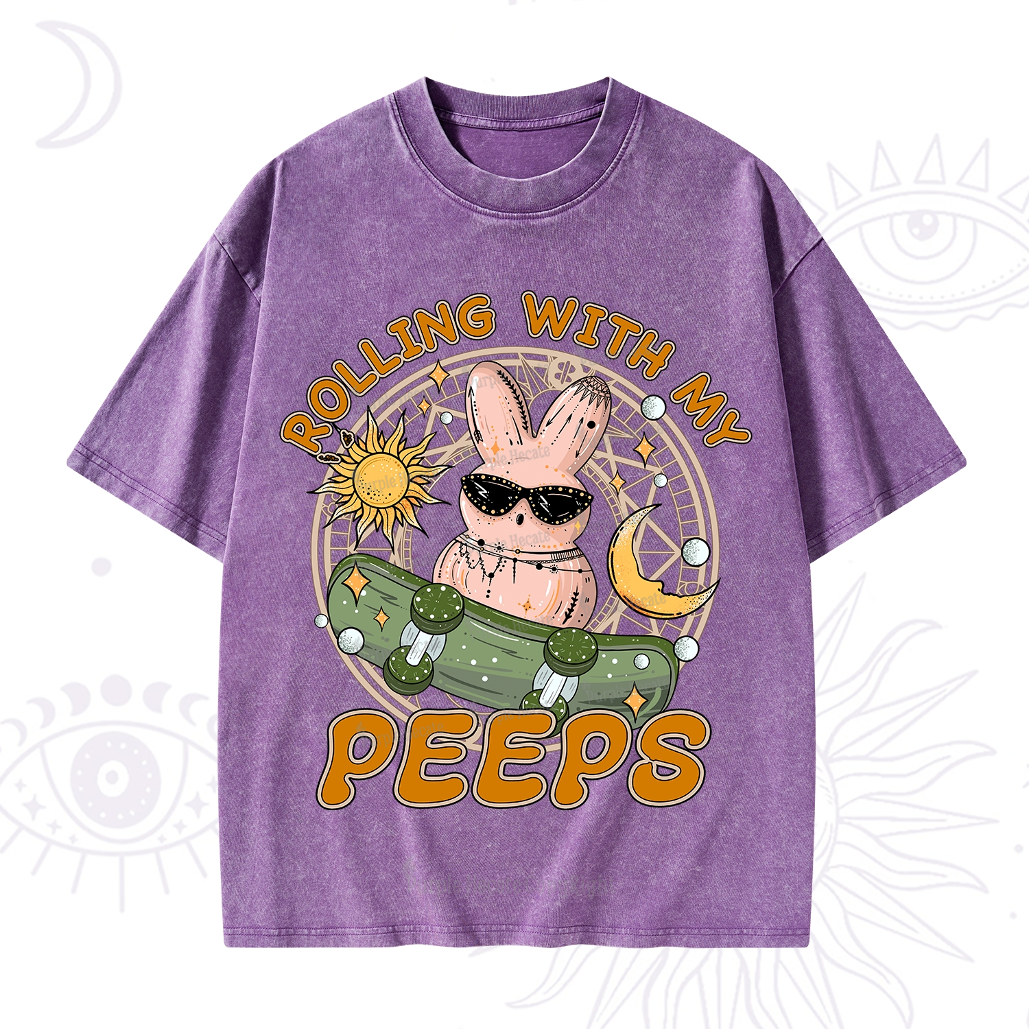 Purplehecate Rolling With My Peeps Washed T-Shirt