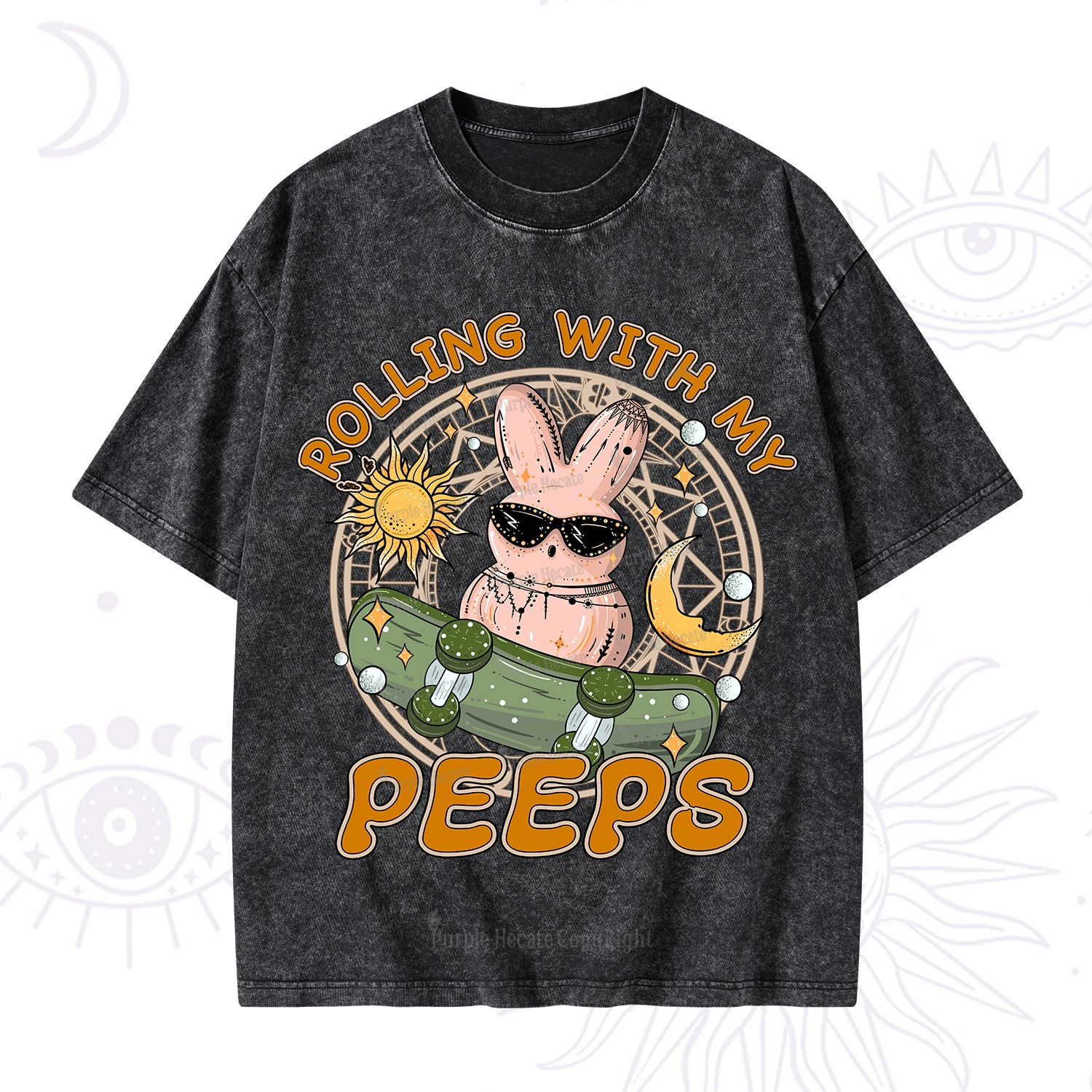 Purplehecate Rolling With My Peeps Washed T-Shirt