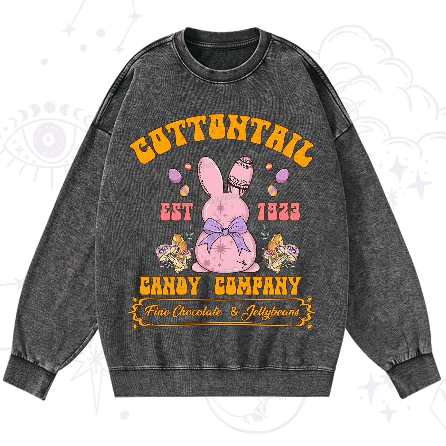 Purplehecate Cottontail Candy Company Easter Washed Sweatshirt