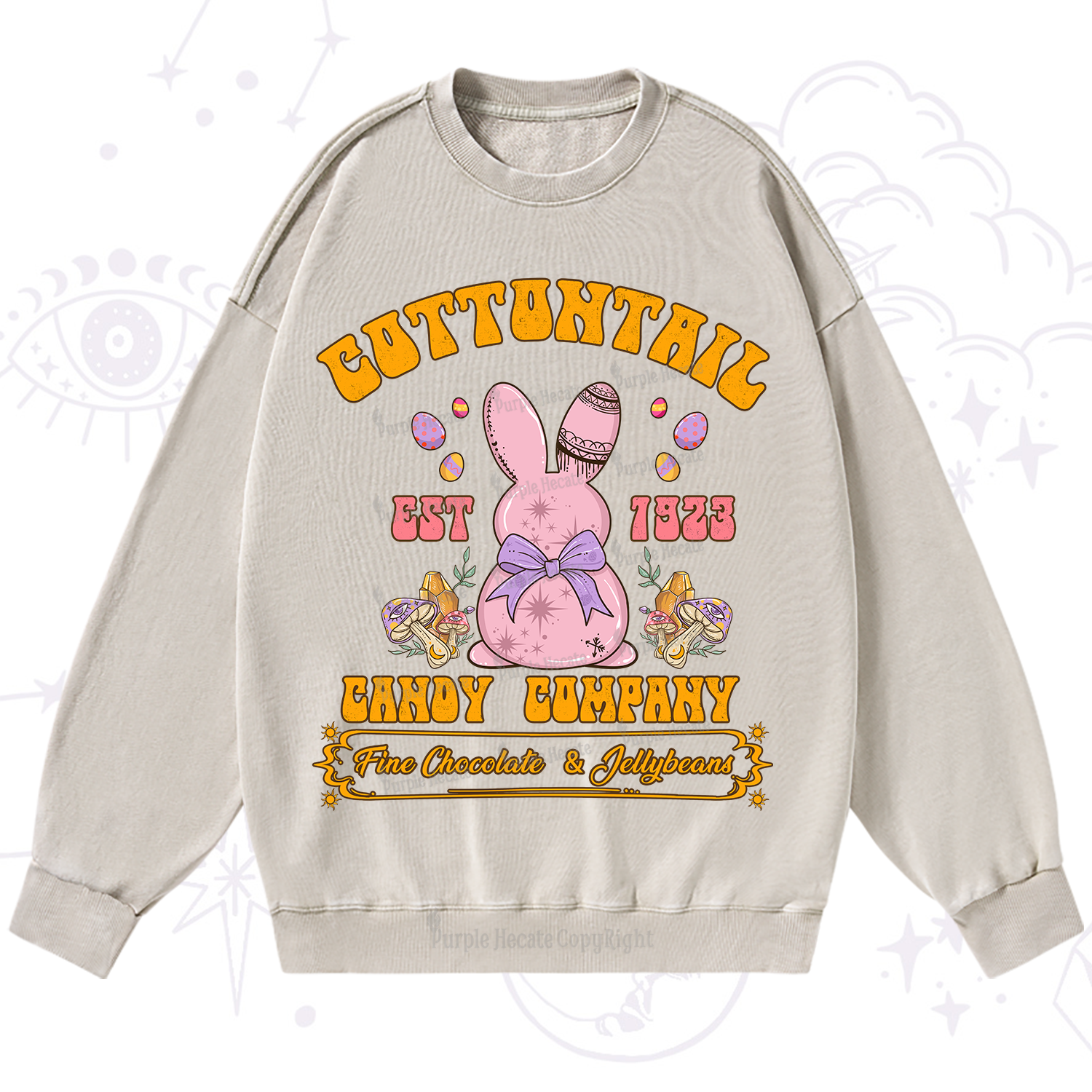 Purplehecate Cottontail Candy Company Easter Washed Sweatshirt