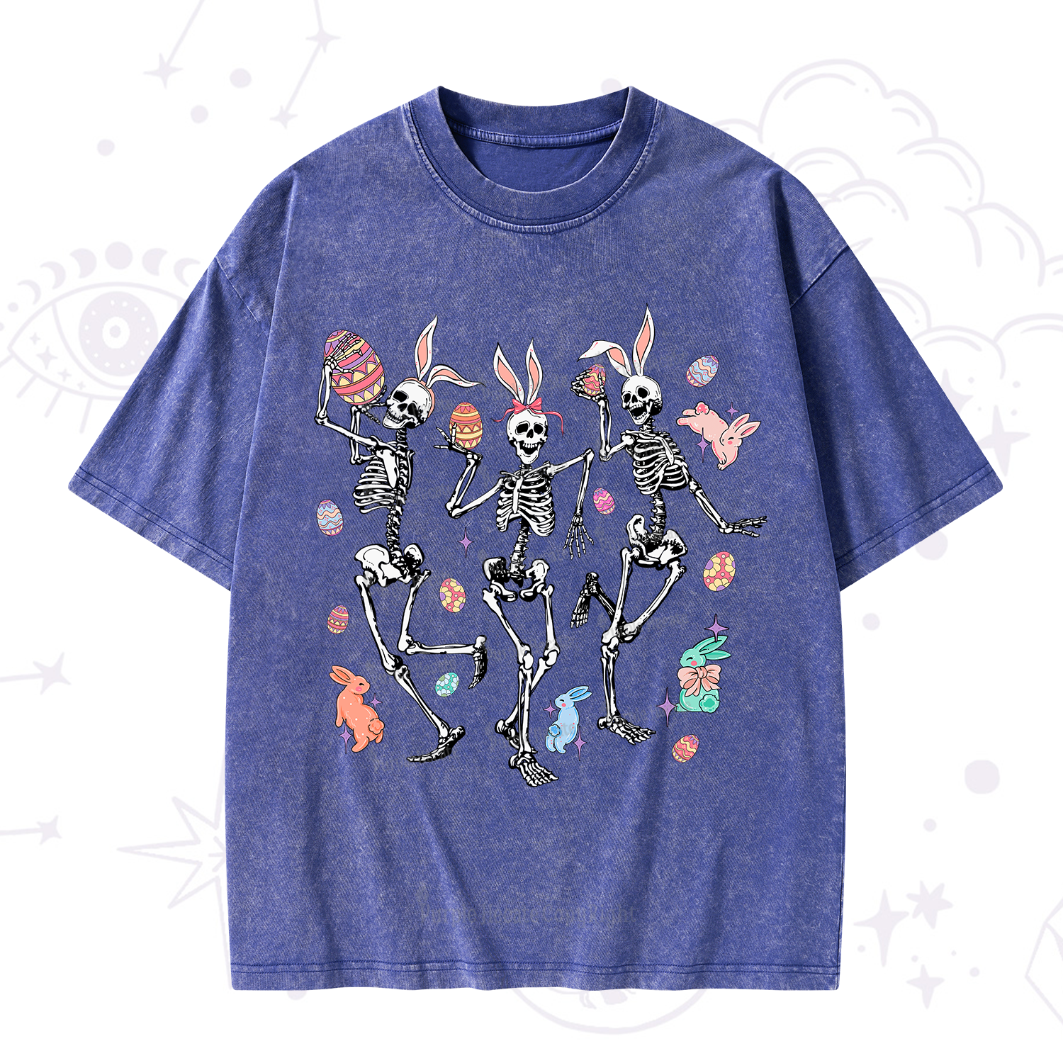 Purplehecate Easter Bunny Skeleton Washed T-Shirt