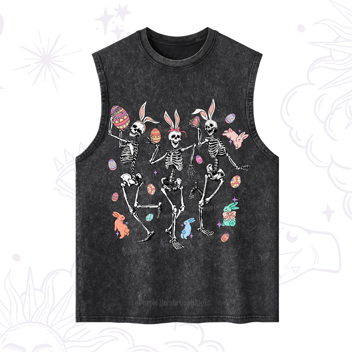 Purplehecate Easter Bunny Skeleton Washed Tank