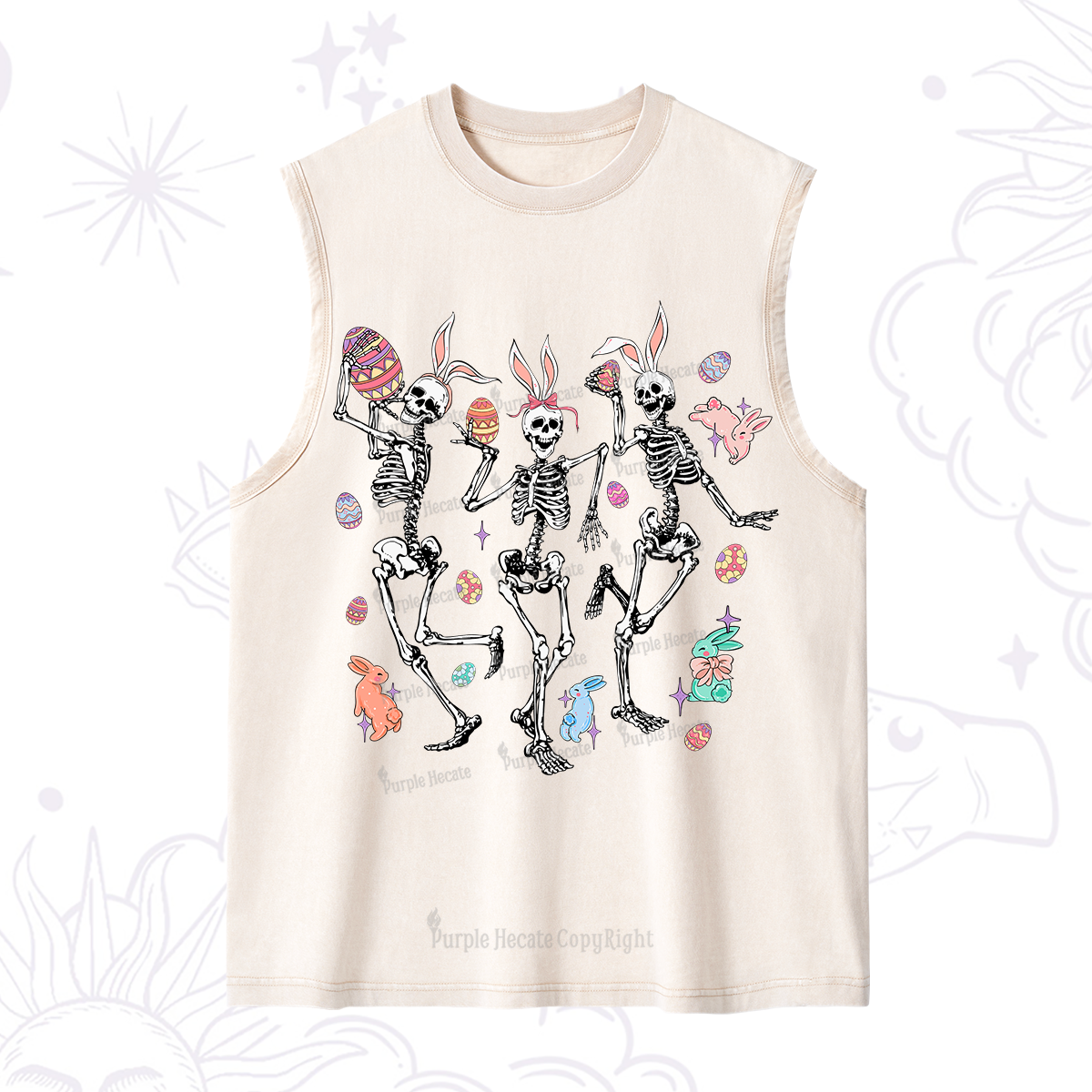 Purplehecate Easter Bunny Skeleton Washed Tank