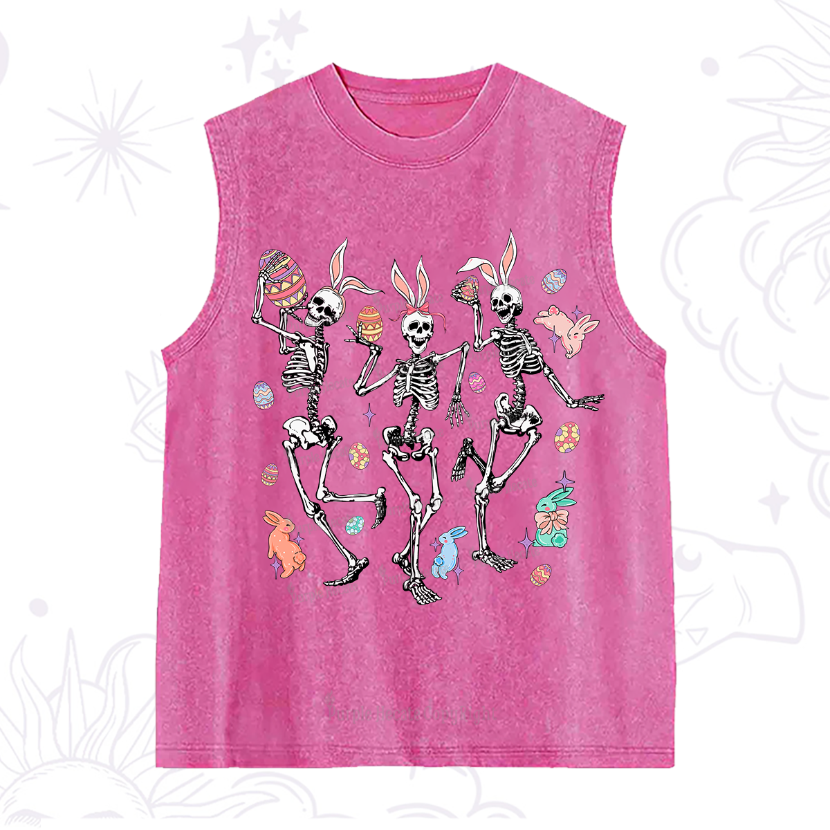 Purplehecate Easter Bunny Skeleton Washed Tank