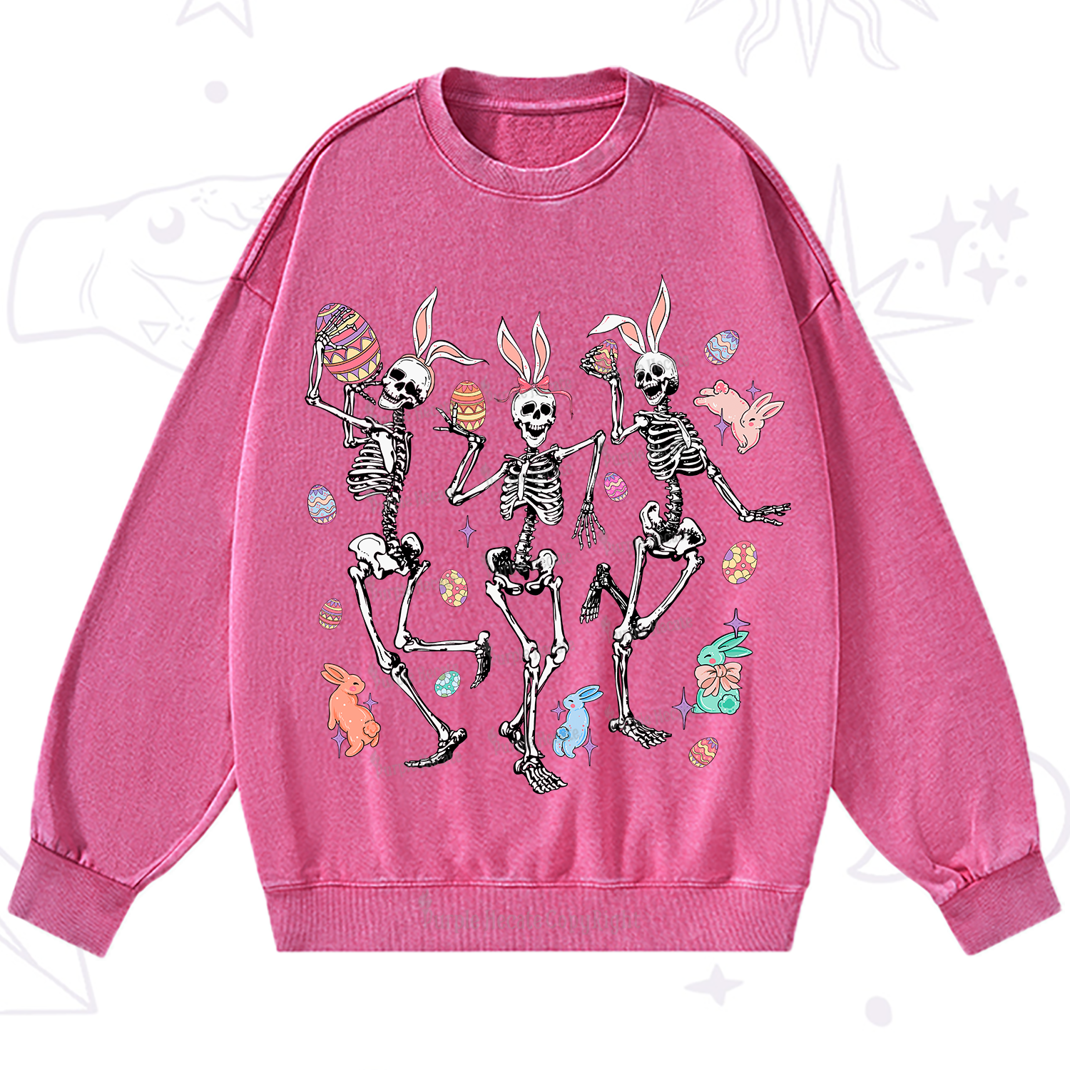 Purplehecate Easter Bunny Skeleton Washed Sweatshirt