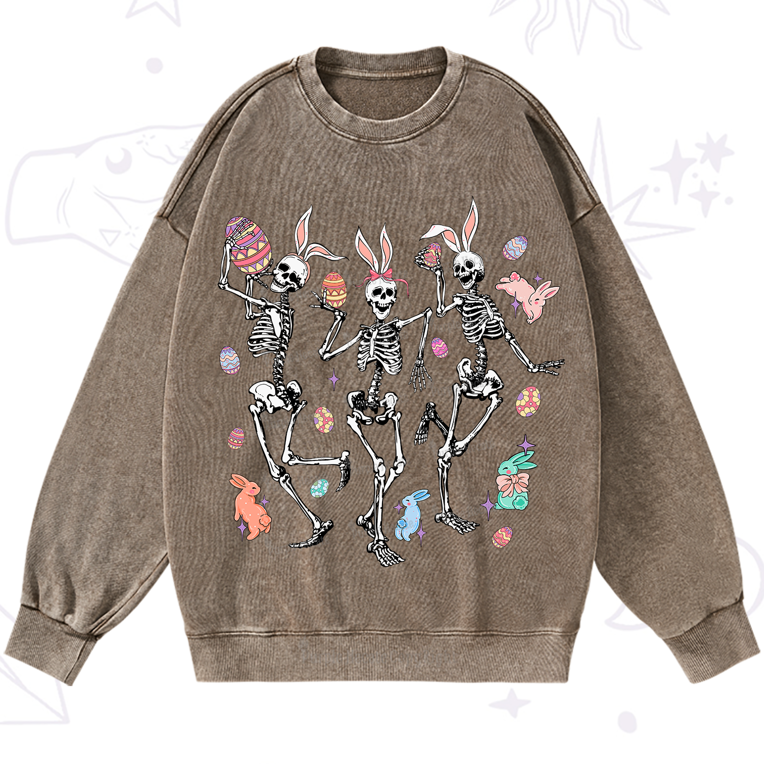 Purplehecate Easter Bunny Skeleton Washed Sweatshirt