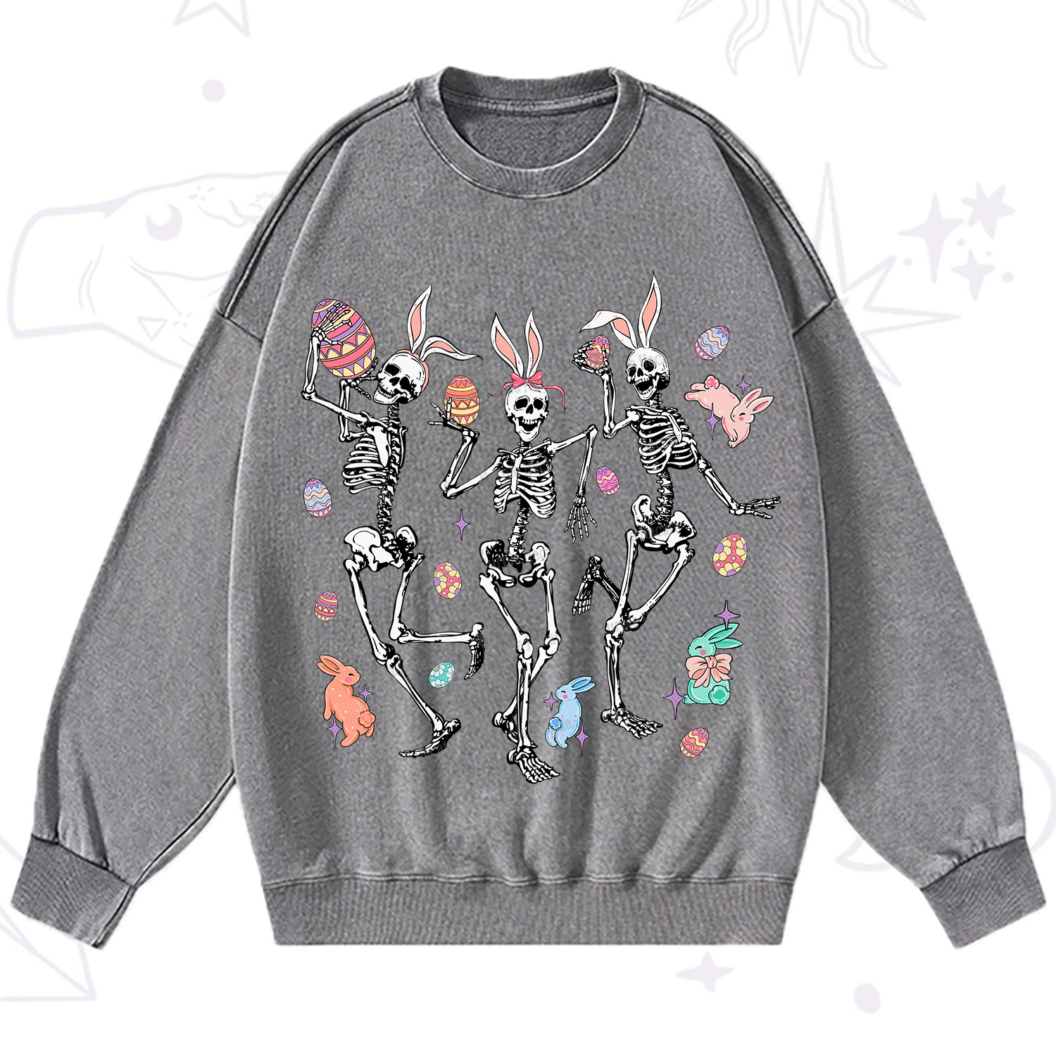 Purplehecate Easter Bunny Skeleton Washed Sweatshirt
