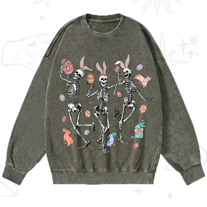 Purplehecate Easter Bunny Skeleton Washed Sweatshirt
