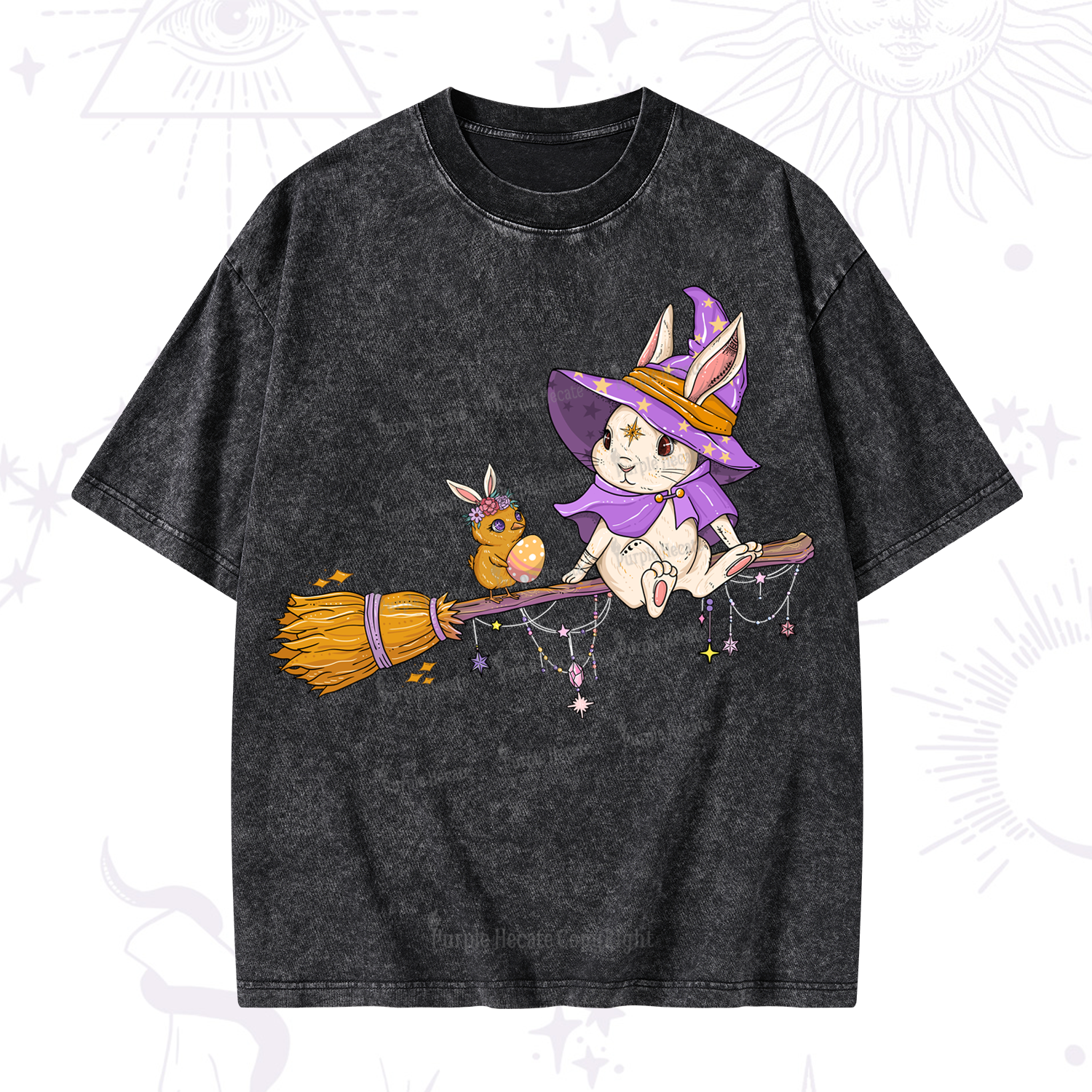 Purplehecate Bunny Witch's Easter Adventure Washed T-Shirt