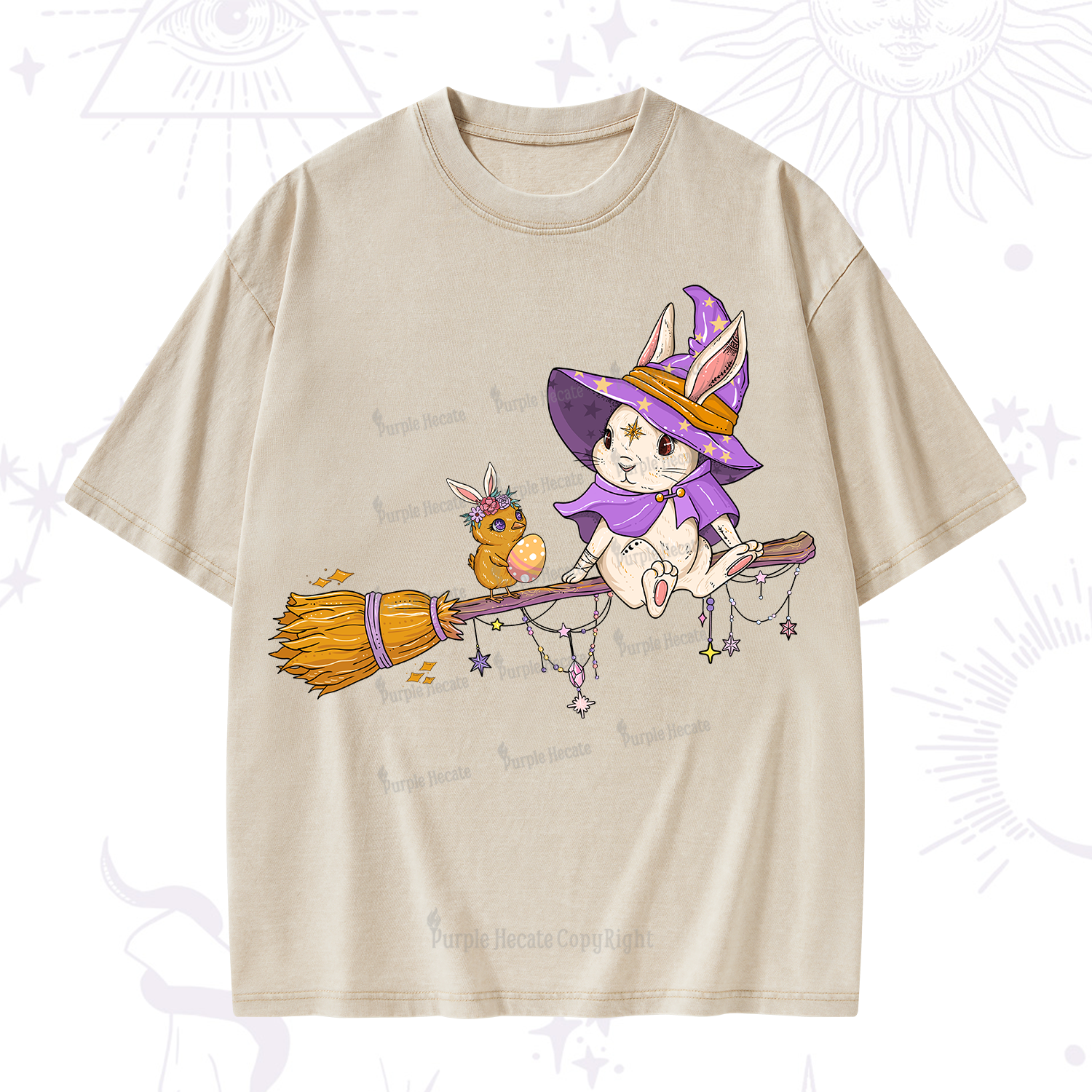 Purplehecate Bunny Witch's Easter Adventure Washed T-Shirt