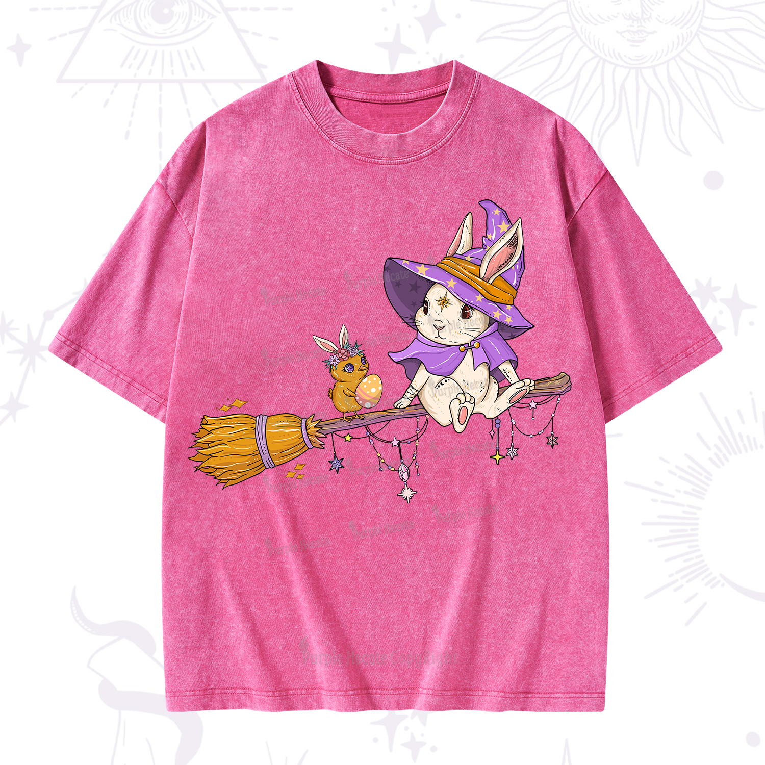 Purplehecate Bunny Witch's Easter Adventure Washed T-Shirt