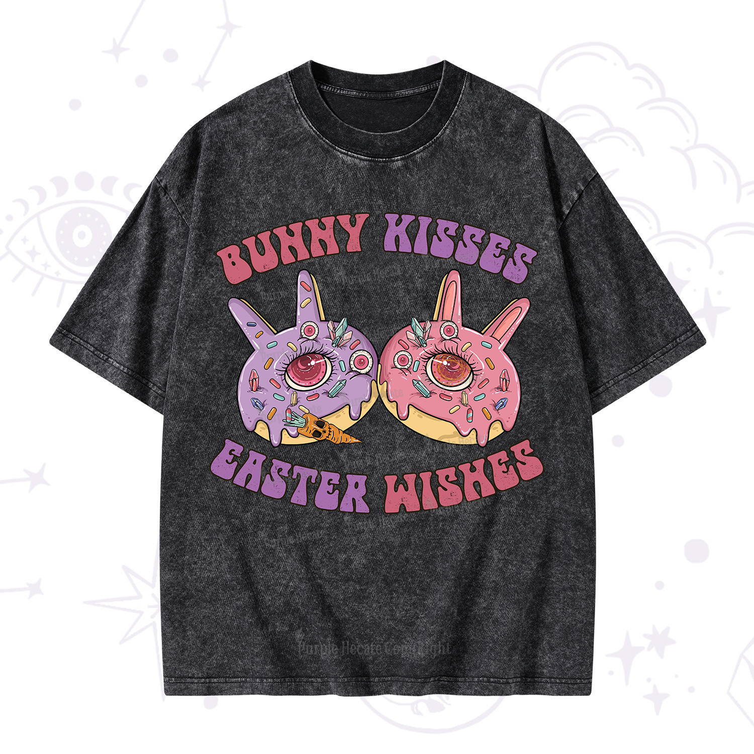 Purplehecate Bunny Kisses Easter Wishes Washed T-Shirt