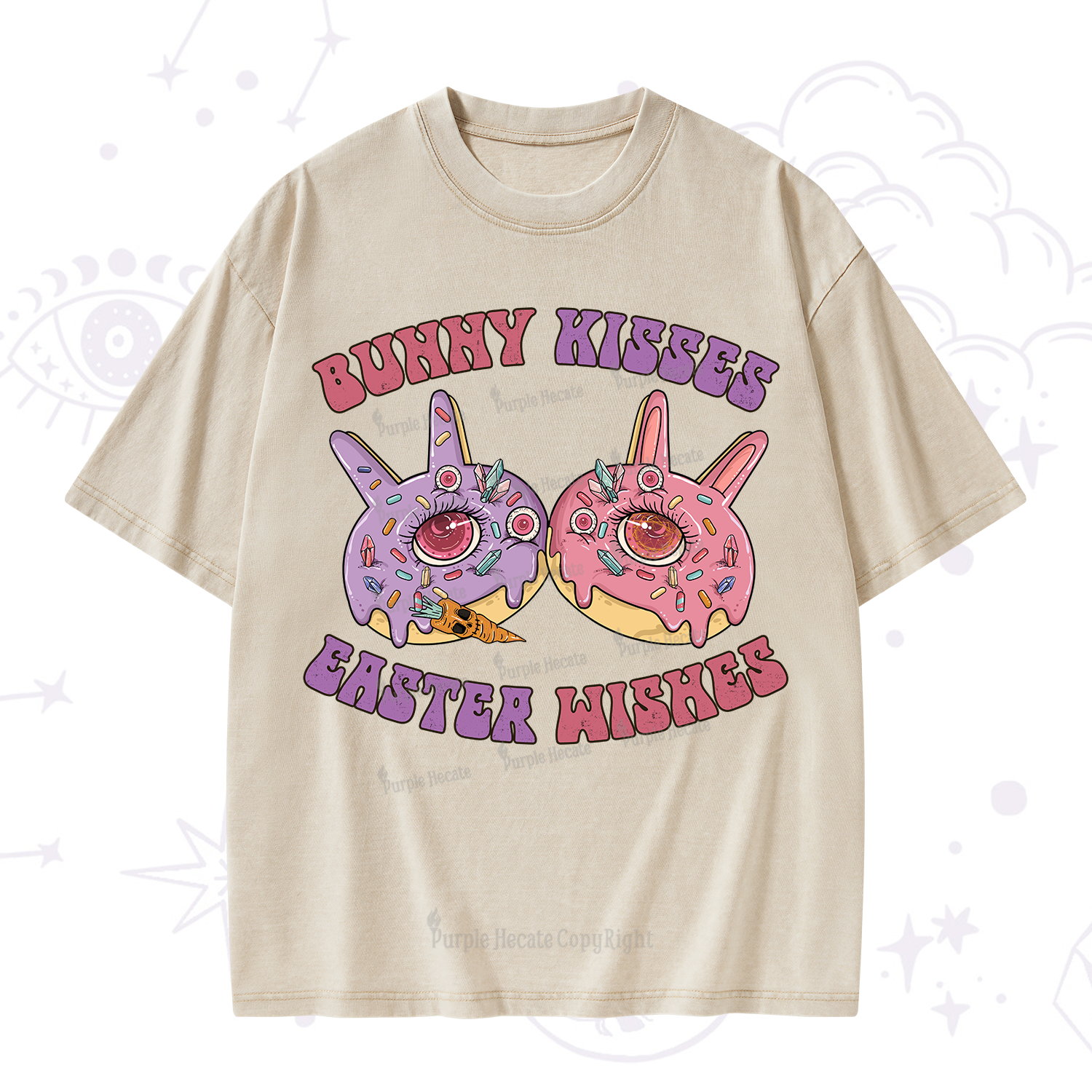 Purplehecate Bunny Kisses Easter Wishes Washed T-Shirt