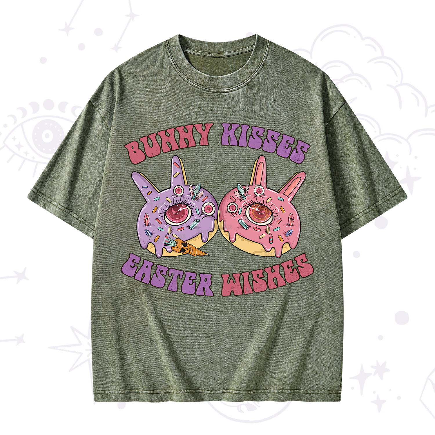 Purplehecate Bunny Kisses Easter Wishes Washed T-Shirt