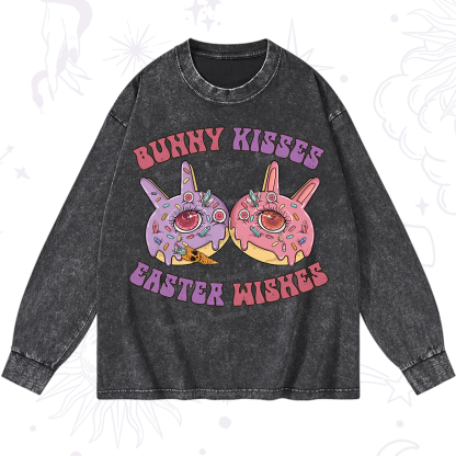 Purplehecate Bunny Kisses Easter Wishes Washed Long Sleeve Shirt