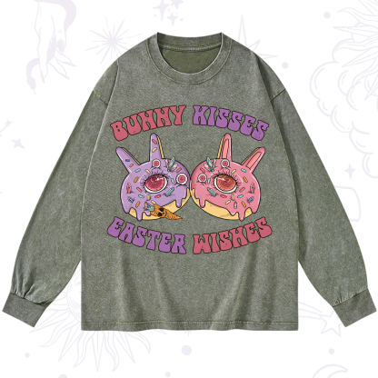 Purplehecate Bunny Kisses Easter Wishes Washed Long Sleeve Shirt