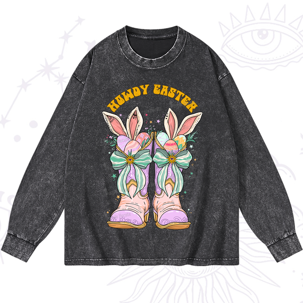 Purplehecate Howdy Easter Washed Long Sleeve Shirt