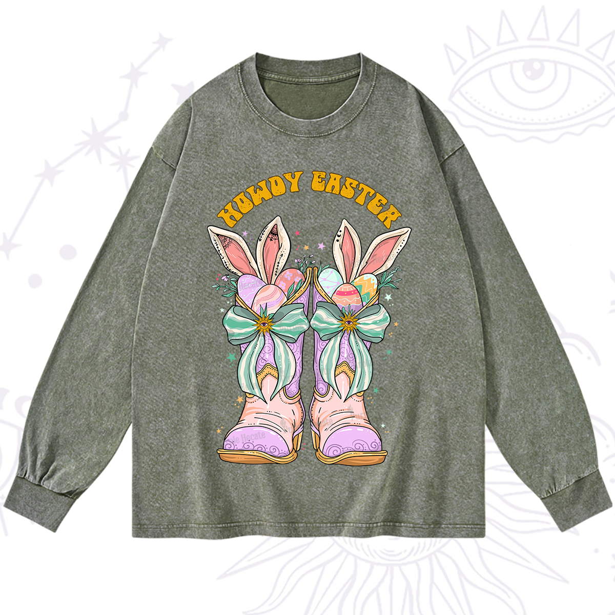 Purplehecate Howdy Easter Washed Long Sleeve Shirt