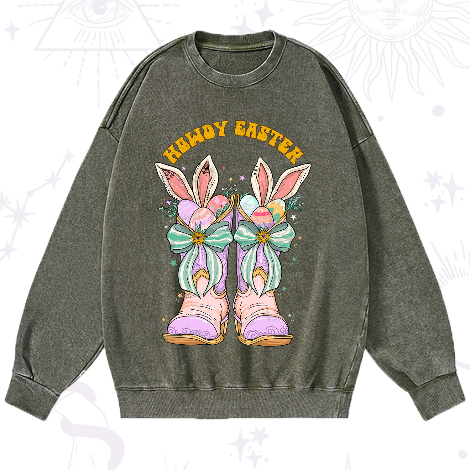 Purplehecate Howdy Easter Washed Sweatshirt
