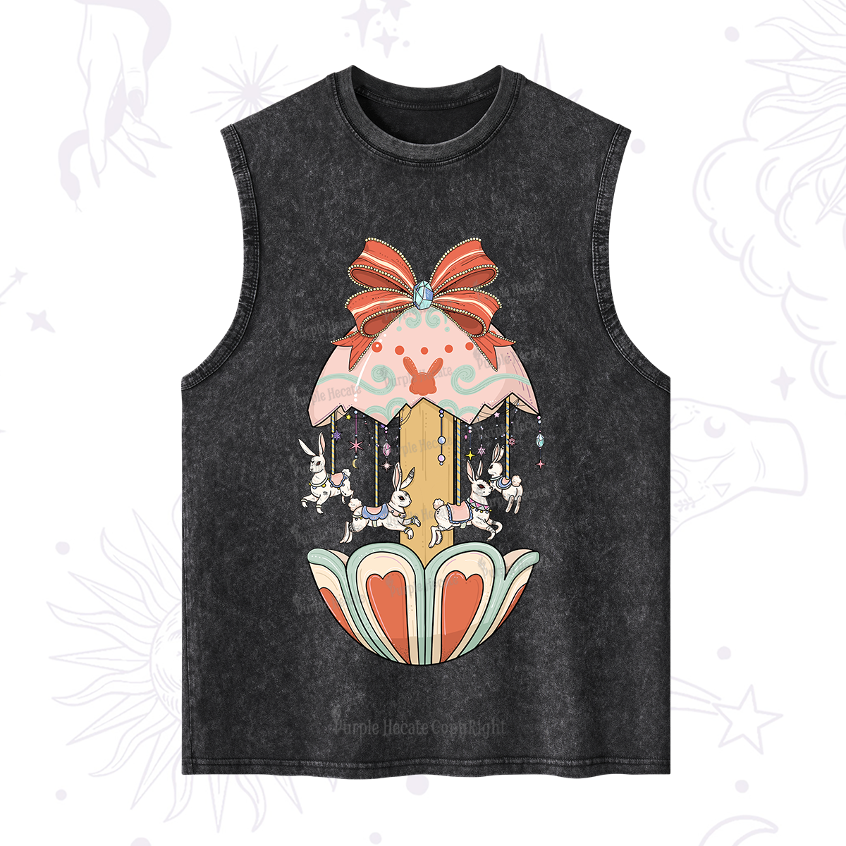 Purplehecate Bunny Carousel Easter Washed Tank