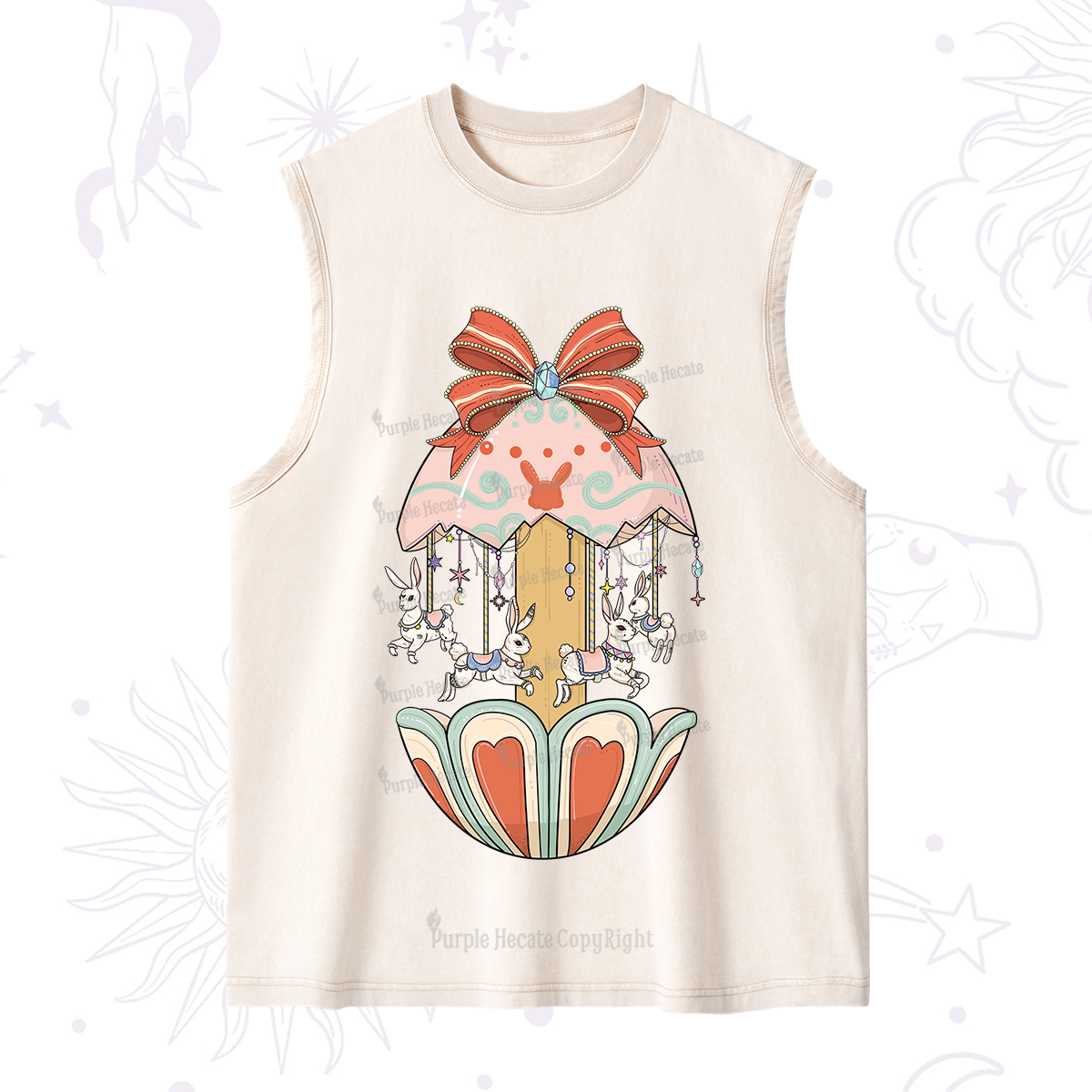 Purplehecate Bunny Carousel Easter Washed Tank