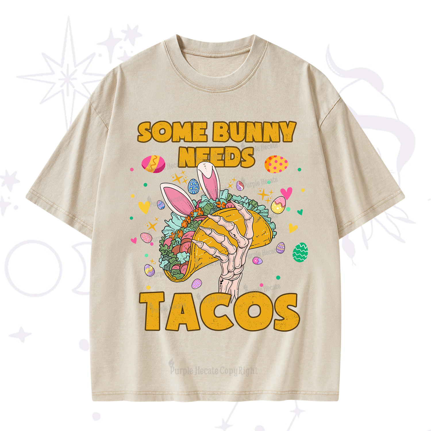 Purplehecate Some Bunny Needs Tacos Easter Washed T-Shirt