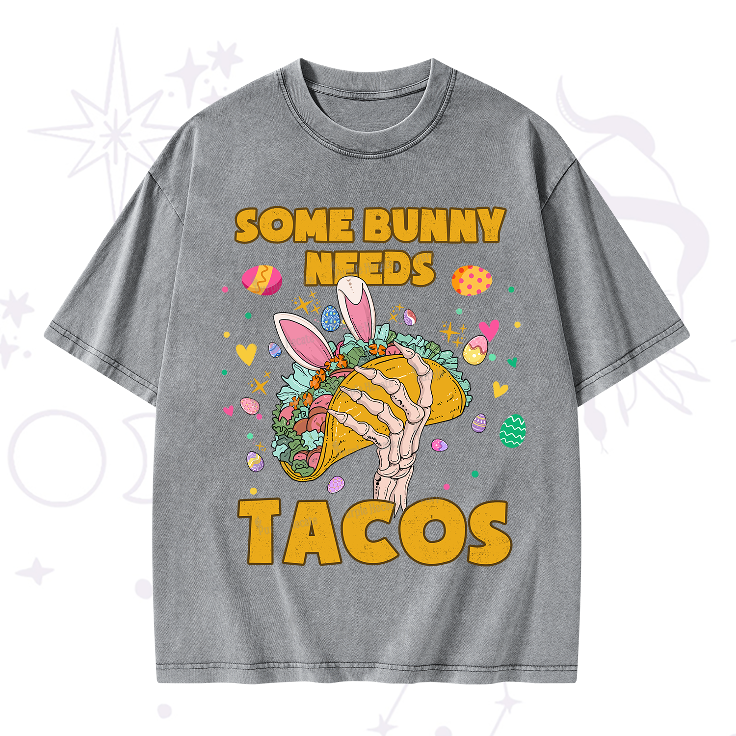 Purplehecate Some Bunny Needs Tacos Easter Washed T-Shirt