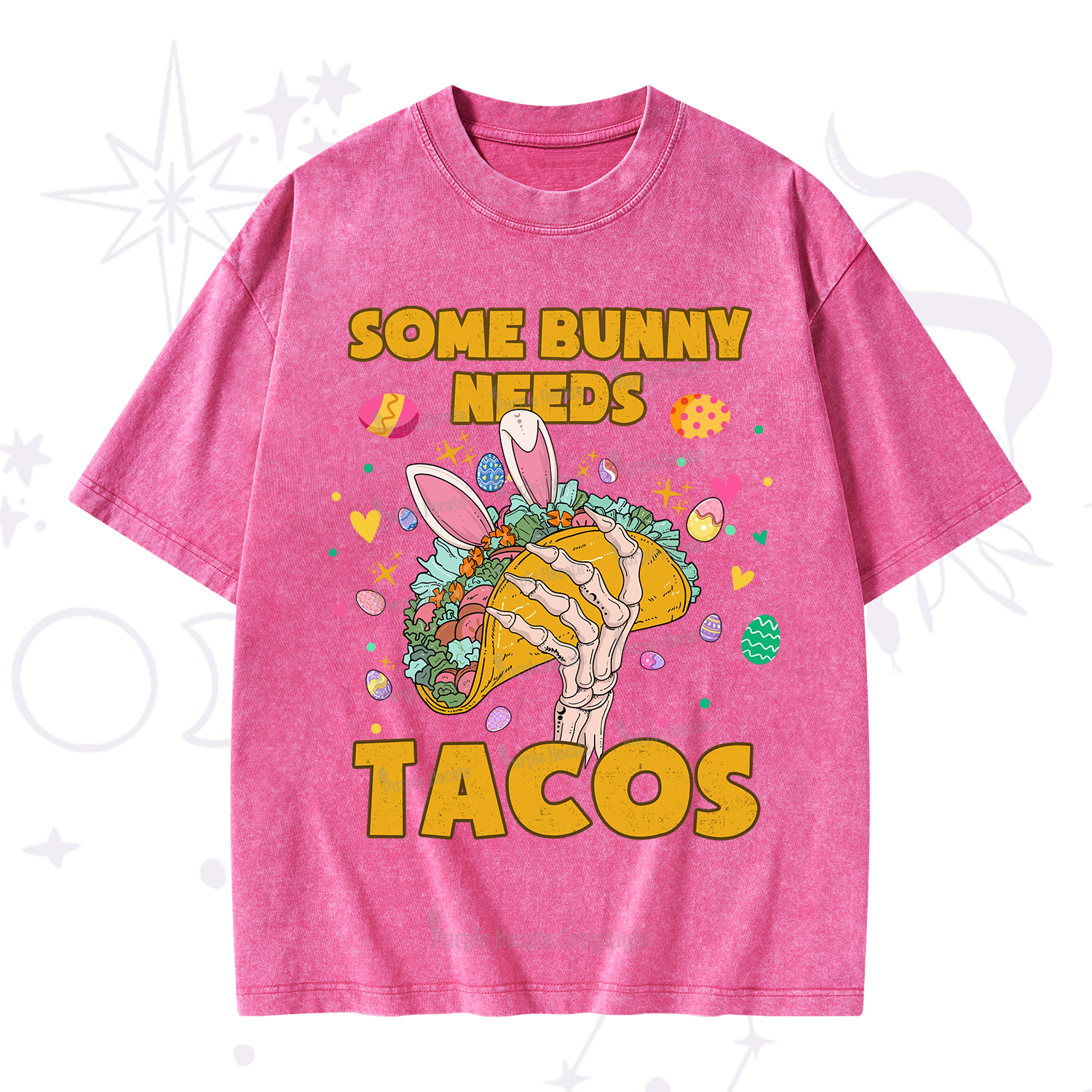 Purplehecate Some Bunny Needs Tacos Easter Washed T-Shirt
