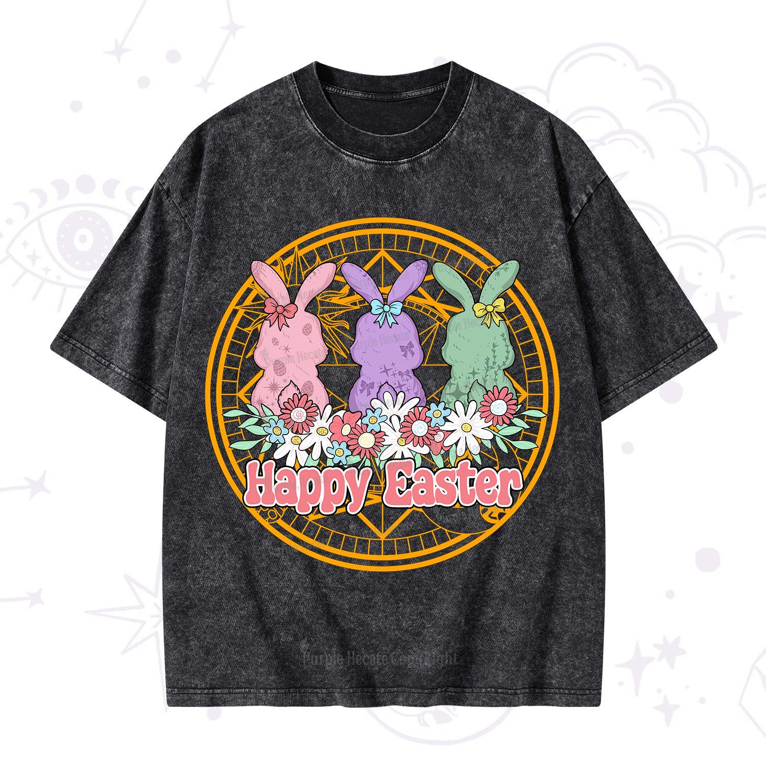 Purplehecate Happy Easter Bunny Washed T-Shirt