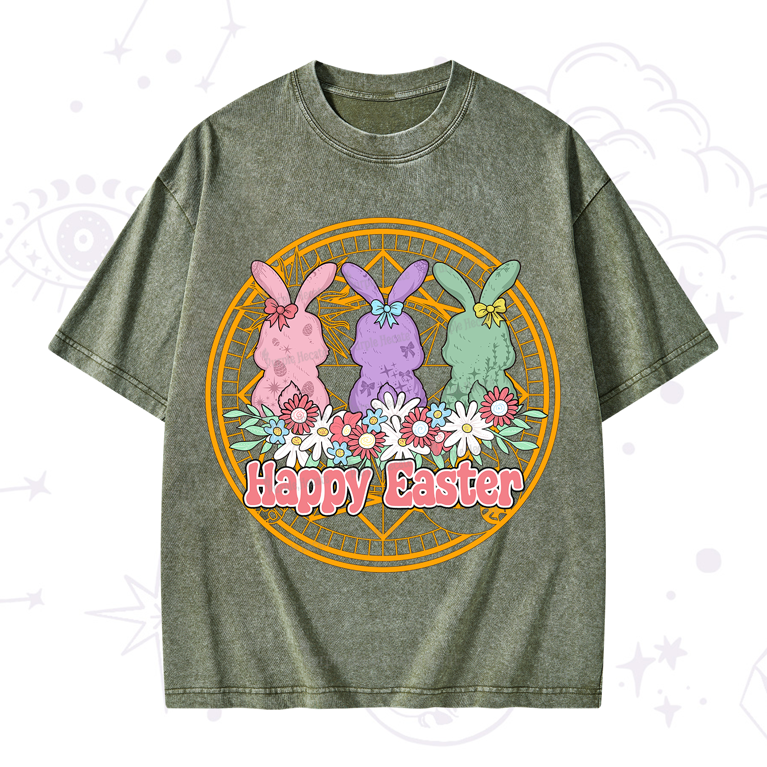 Purplehecate Happy Easter Bunny Washed T-Shirt