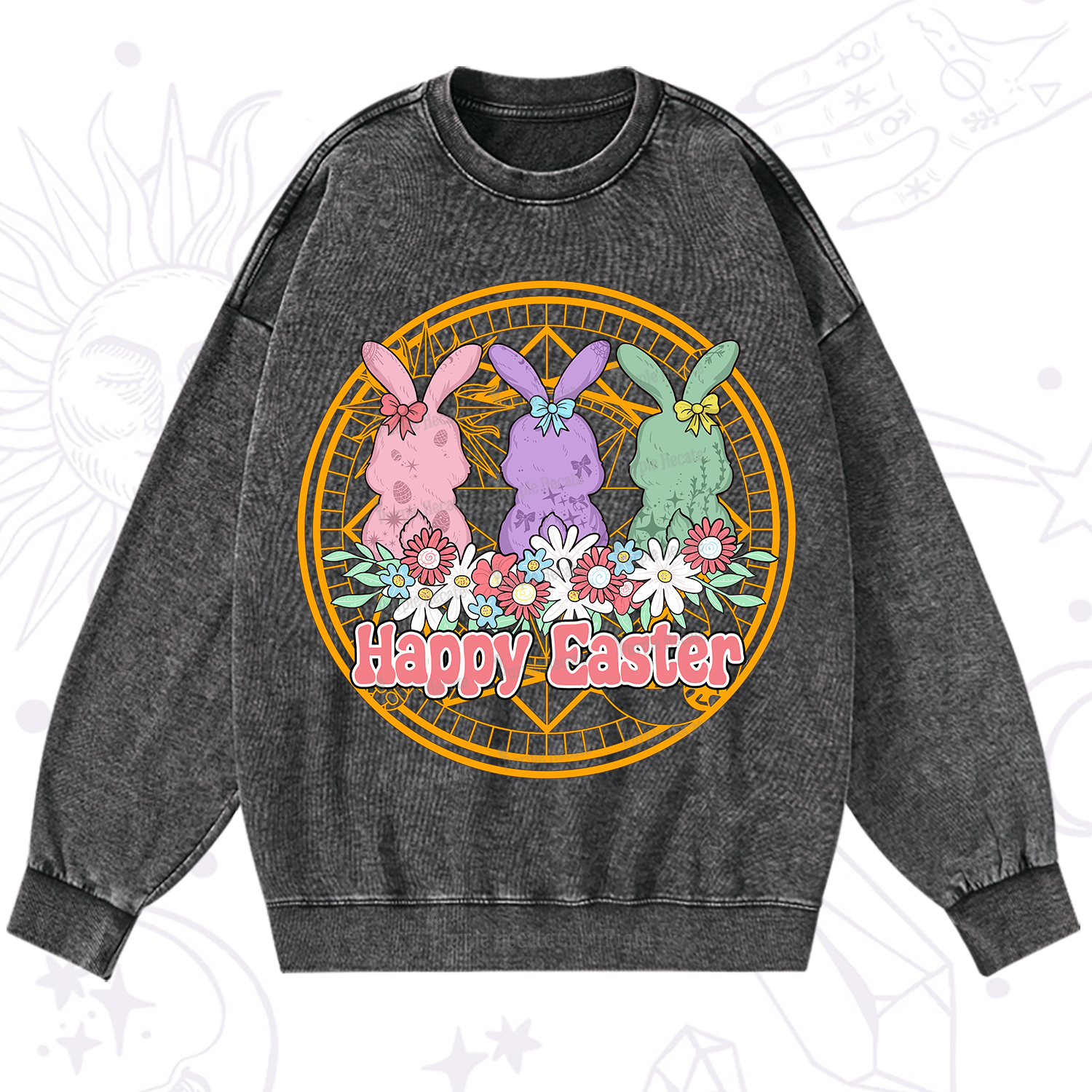 Purplehecate Happy Easter Bunny Washed Sweatshirt
