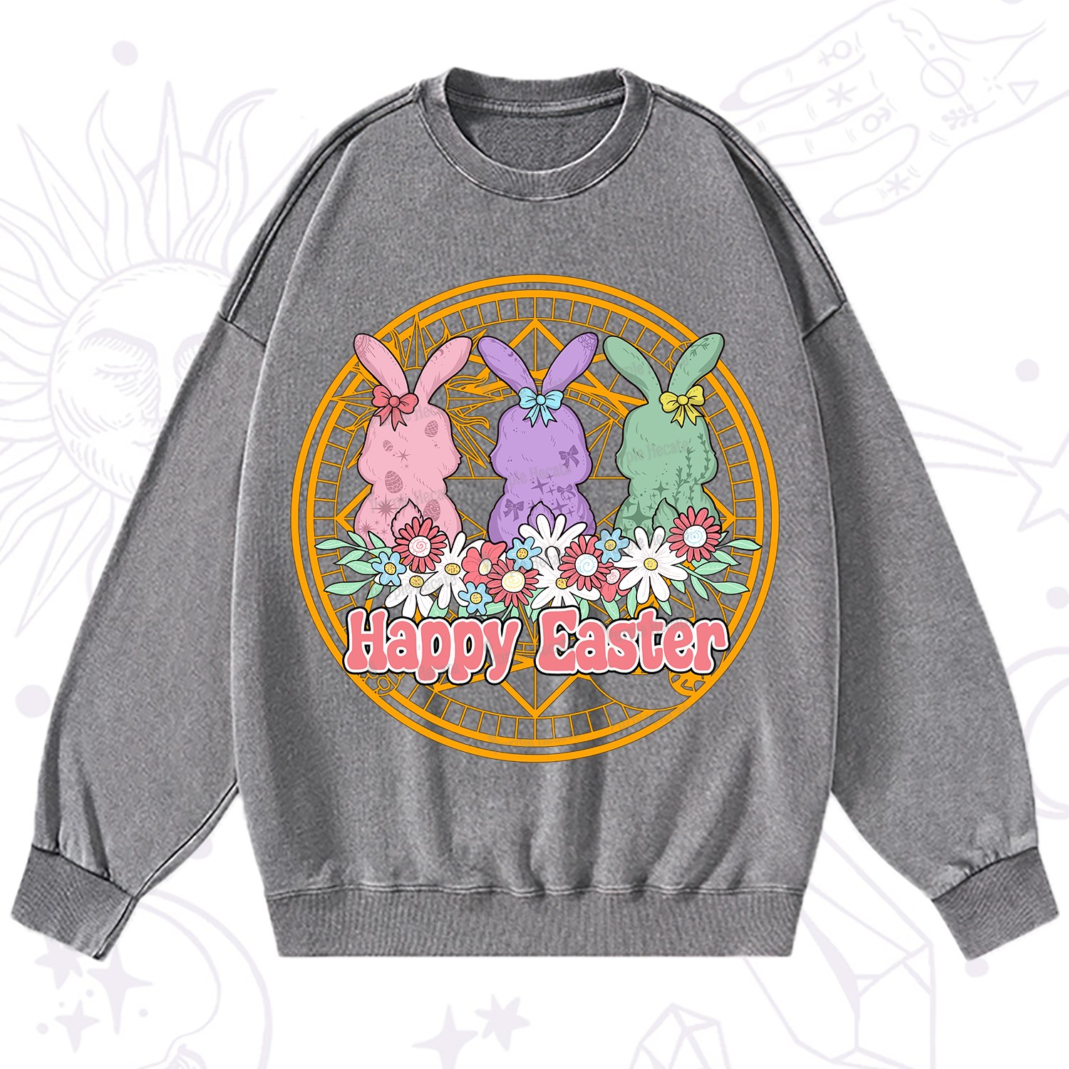Purplehecate Happy Easter Bunny Washed Sweatshirt
