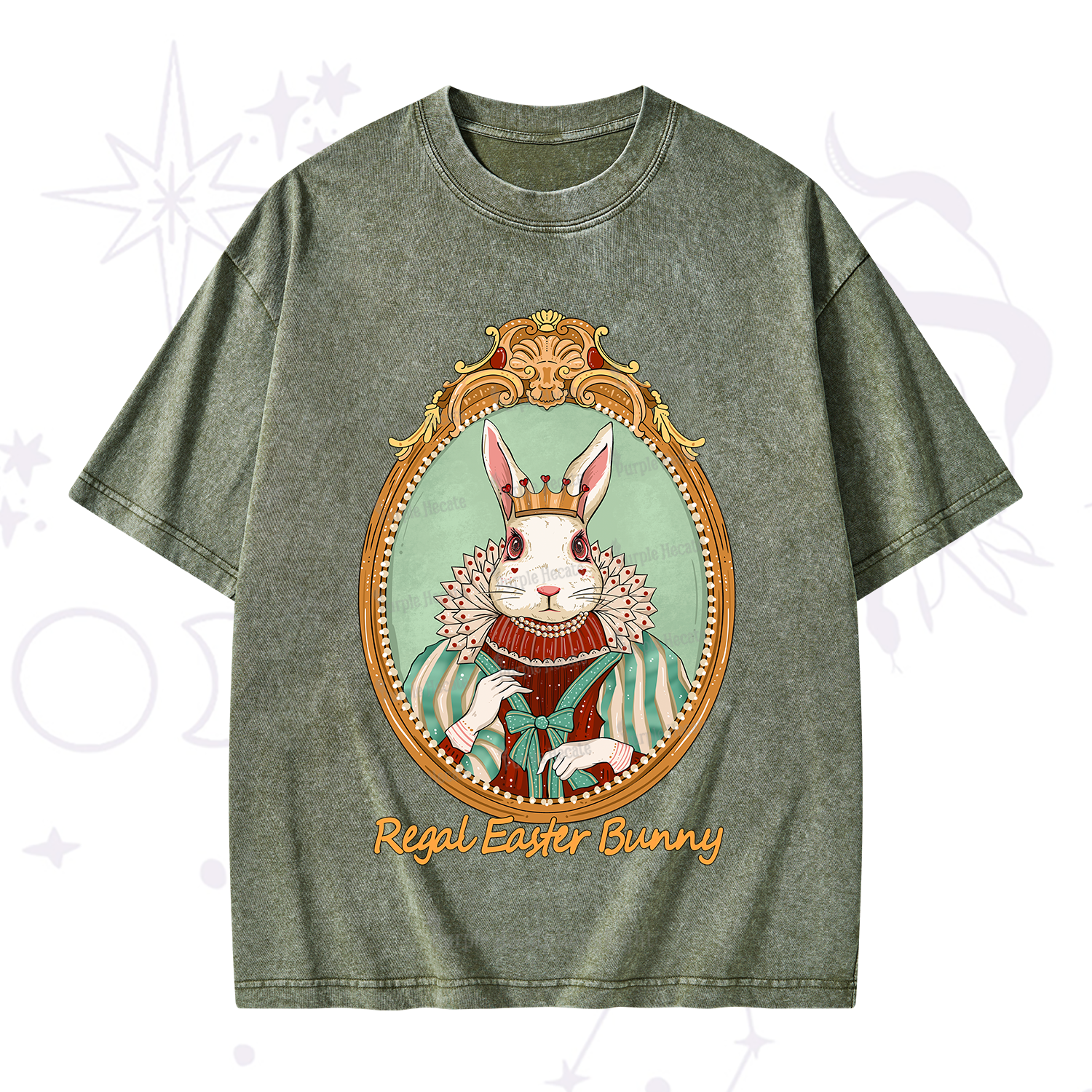 Purplehecate Regal Easter Bunny Washed T-Shirt