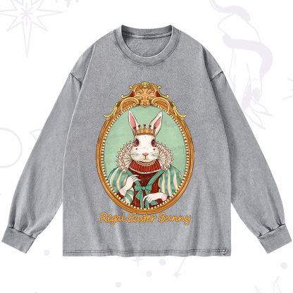 Purplehecate Regal Easter Bunny Washed Long Sleeve Shirt