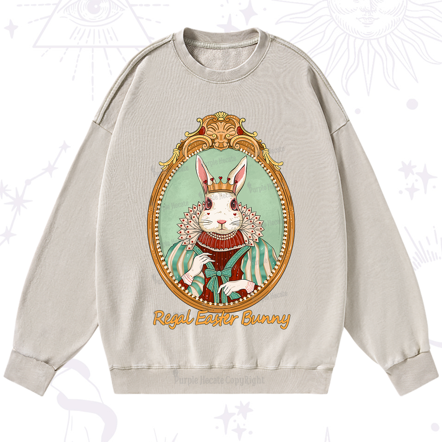 Purplehecate Regal Easter Bunny Washed Sweatshirt