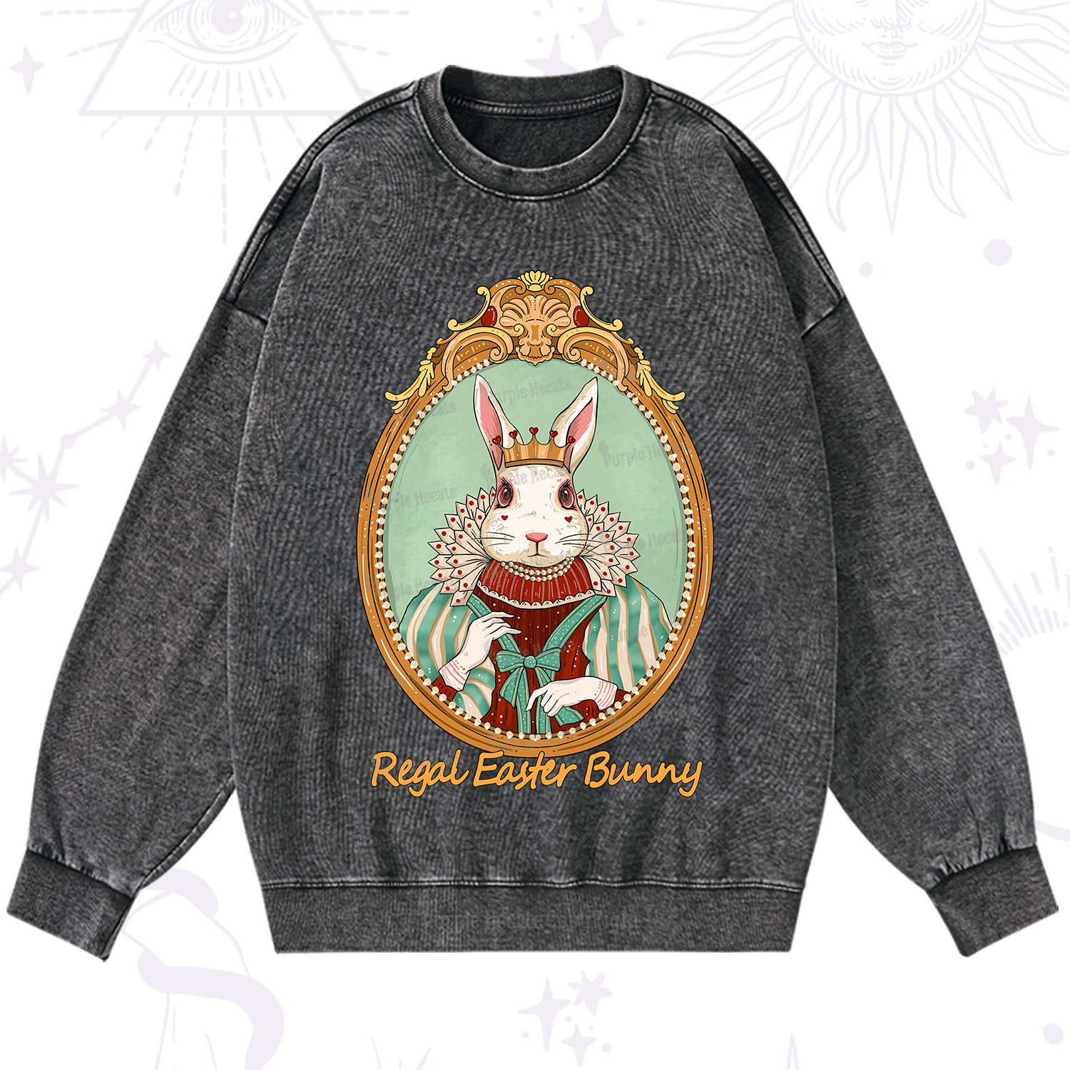 Purplehecate Regal Easter Bunny Washed Sweatshirt