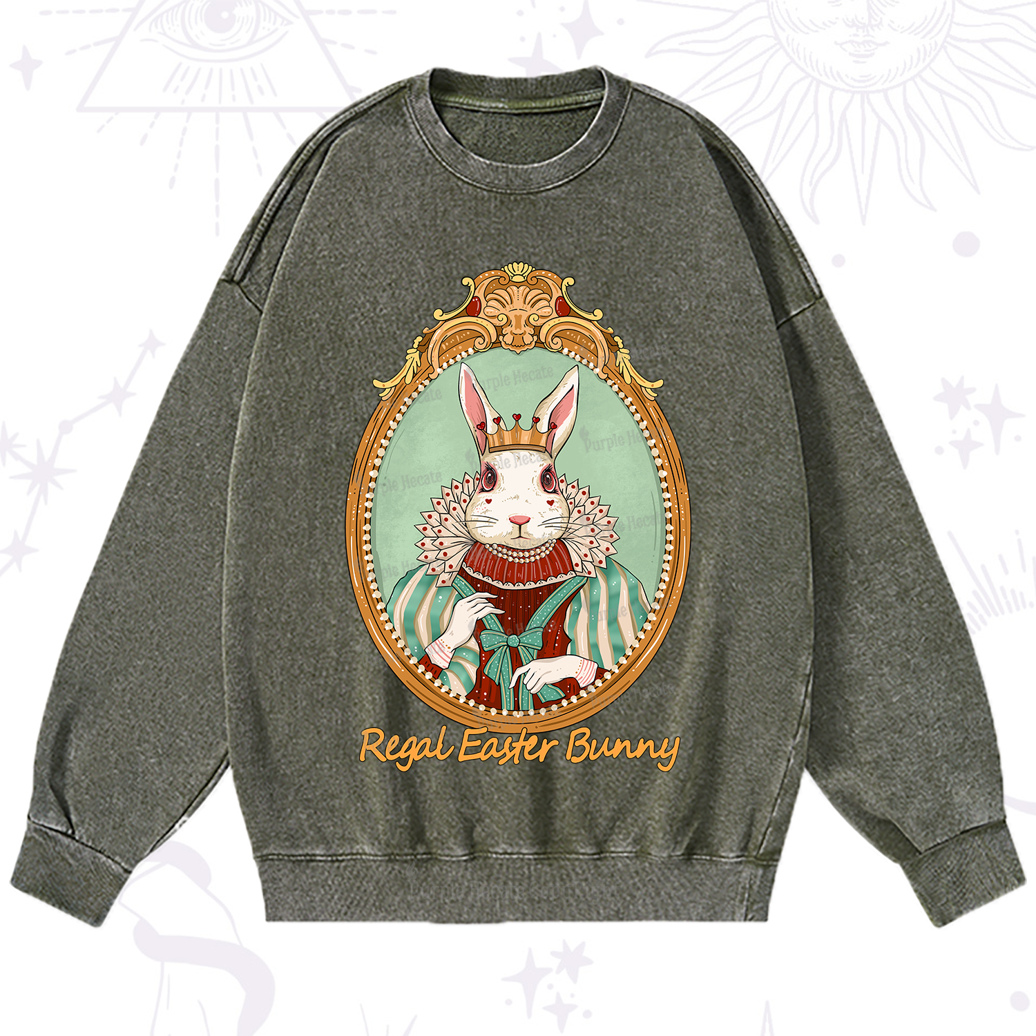 Purplehecate Regal Easter Bunny Washed Sweatshirt