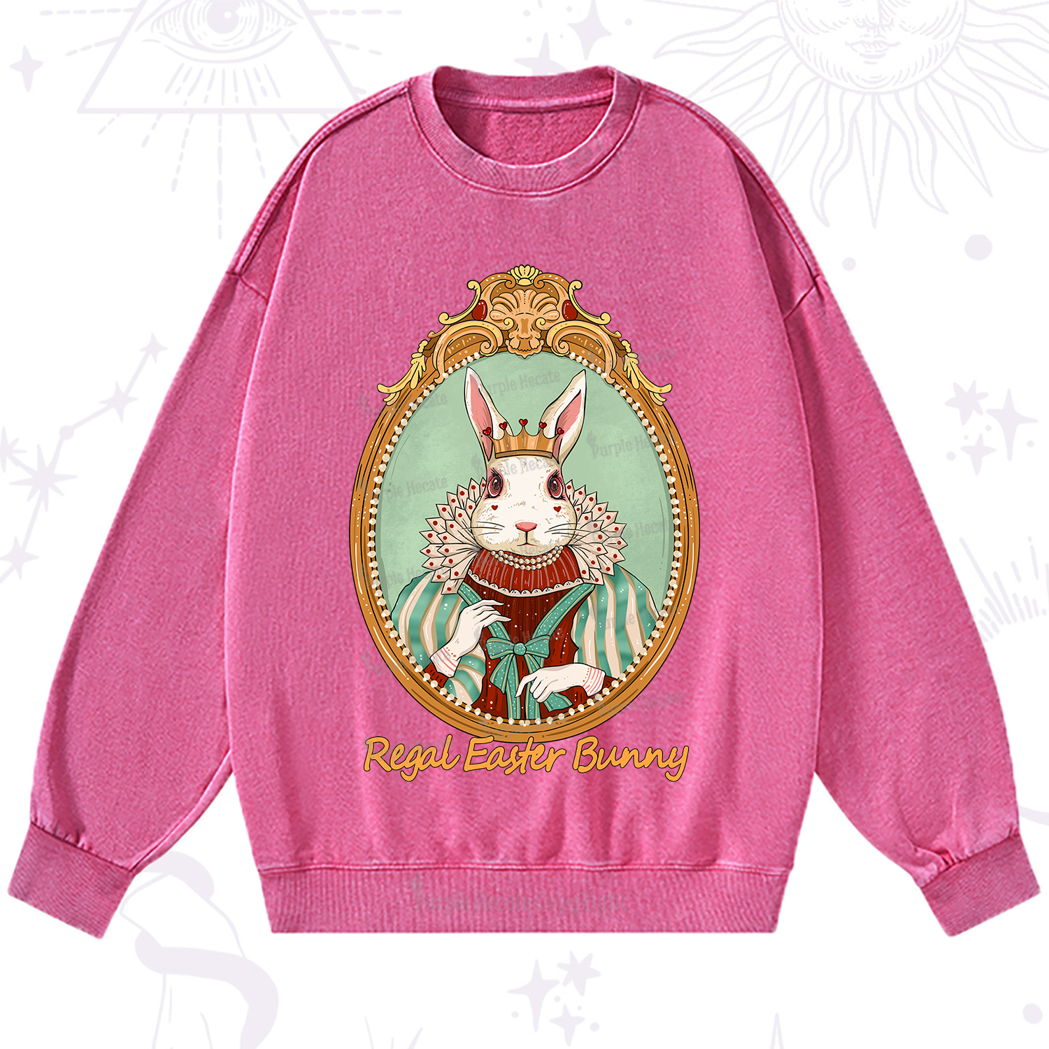 Purplehecate Regal Easter Bunny Washed Sweatshirt
