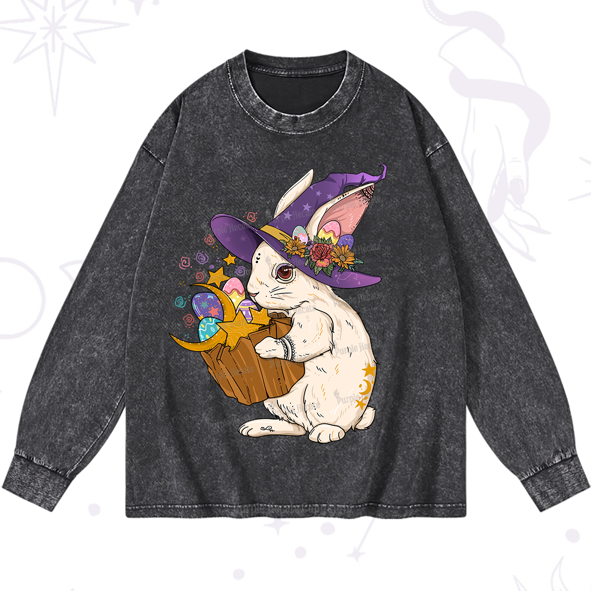 Purplehecate Enchanted Bunny Easter Washed Long Sleeve Shirt