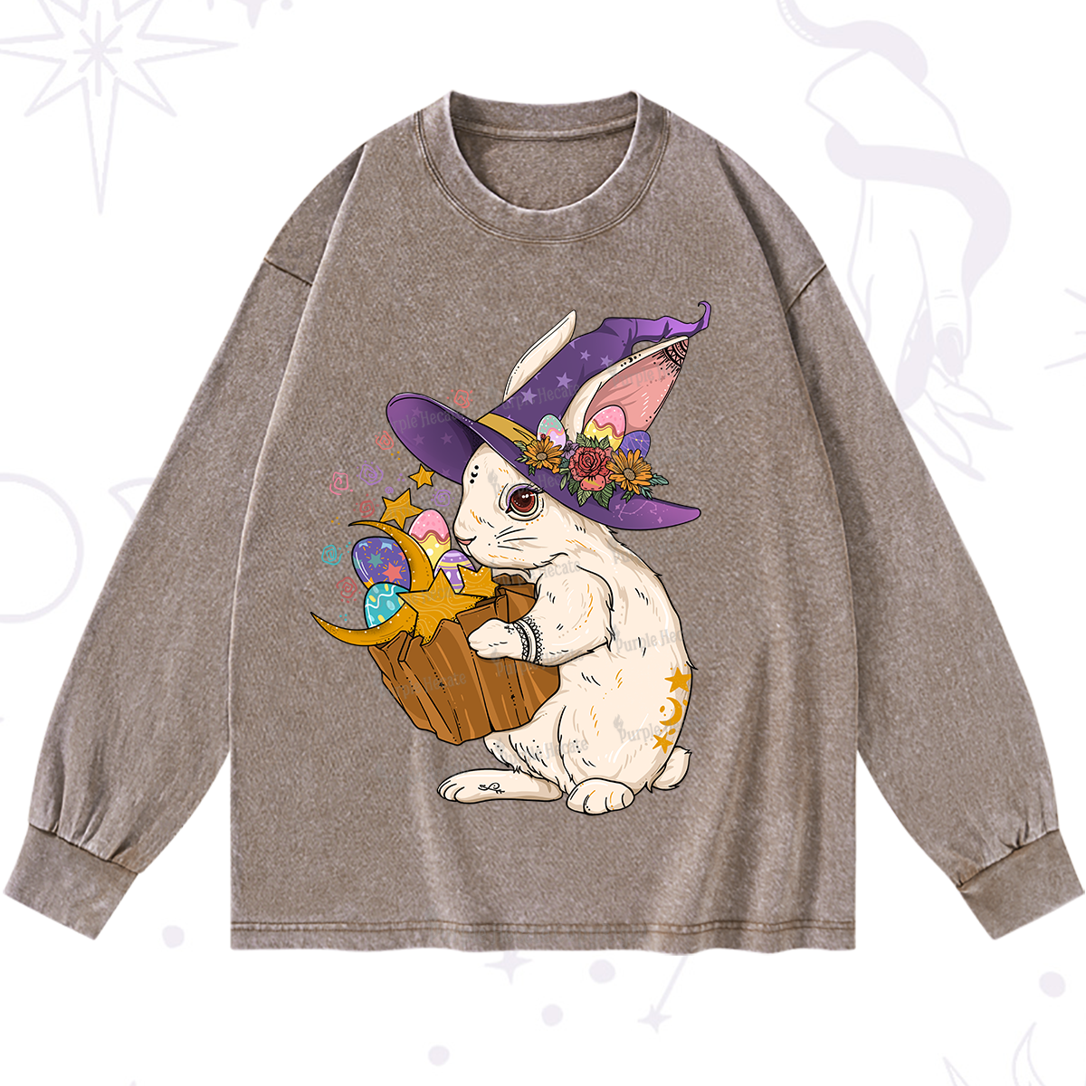 Purplehecate Enchanted Bunny Easter Washed Long Sleeve Shirt