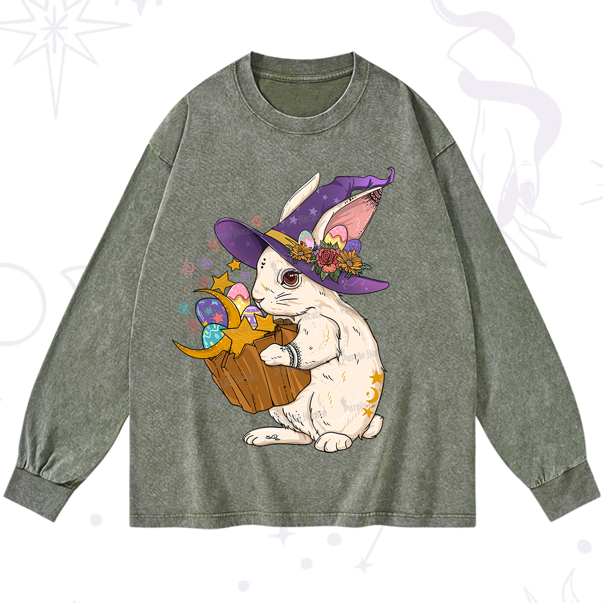 Purplehecate Enchanted Bunny Easter Washed Long Sleeve Shirt