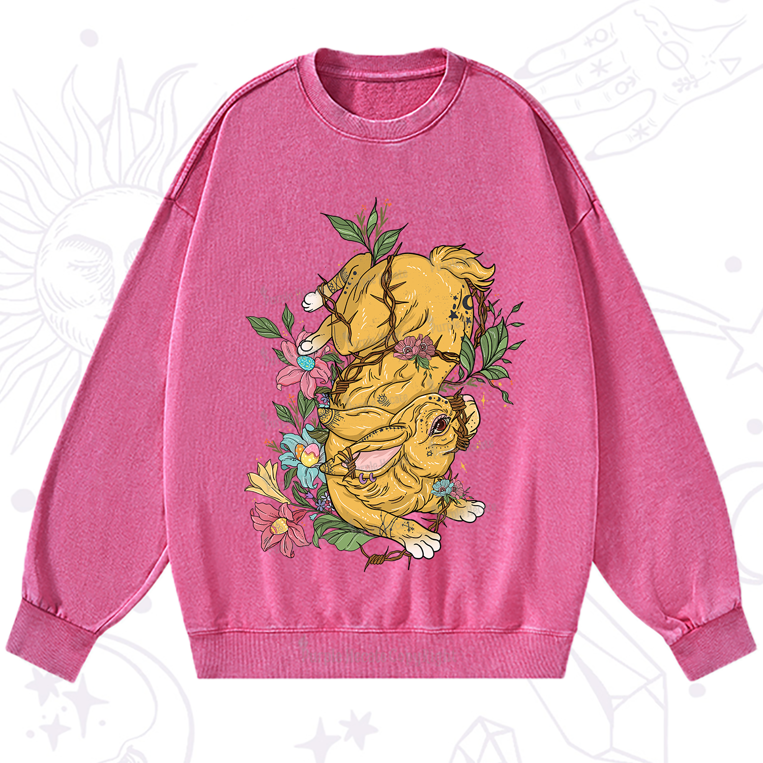 Purplehecate Thorn Bunny Easter Washed Sweatshirt