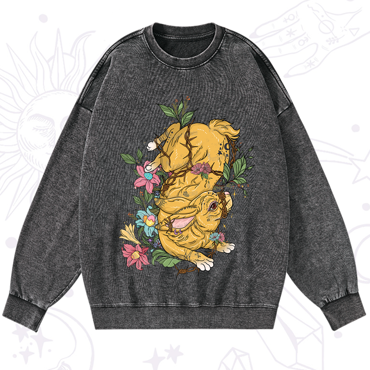 Purplehecate Thorn Bunny Easter Washed Sweatshirt