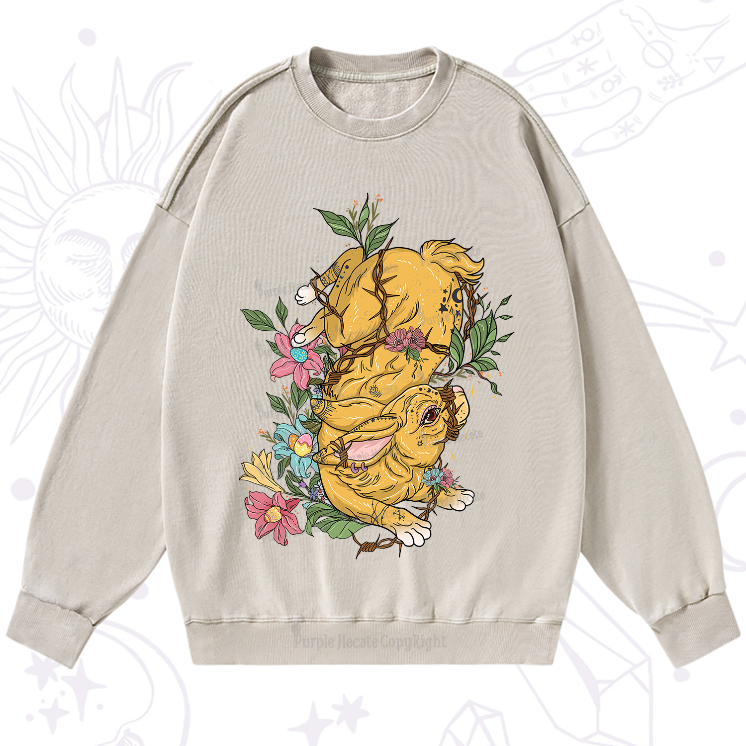 Purplehecate Thorn Bunny Easter Washed Sweatshirt