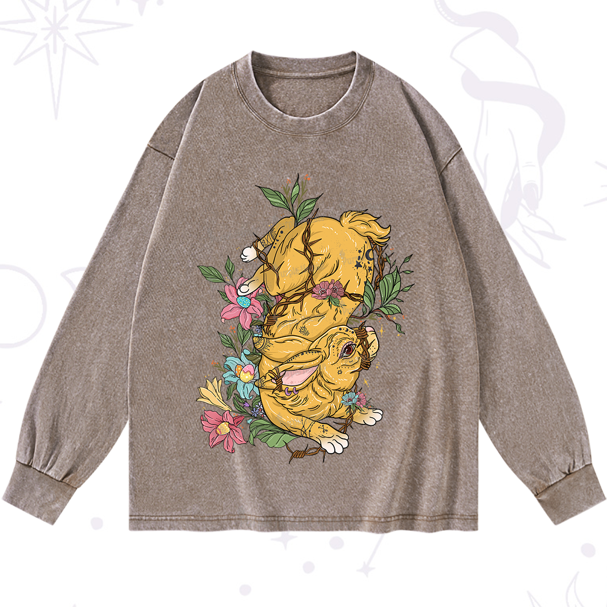 Purplehecate Thorn Bunny Easter Washed Long Sleeve Shirt