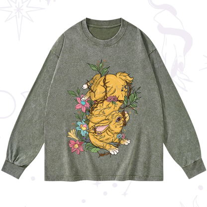 Purplehecate Thorn Bunny Easter Washed Long Sleeve Shirt