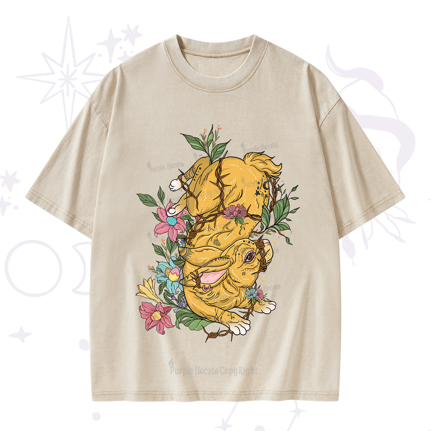 Purplehecate Thorn Bunny Easter Washed T-Shirt